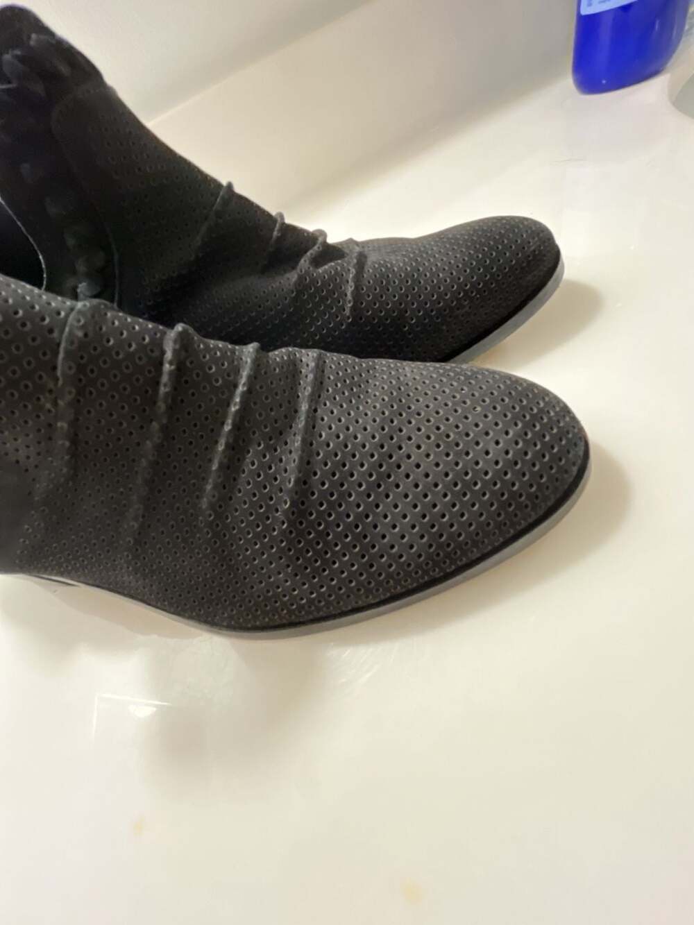 Vince Camuto Perforated Suede Ankle Booties